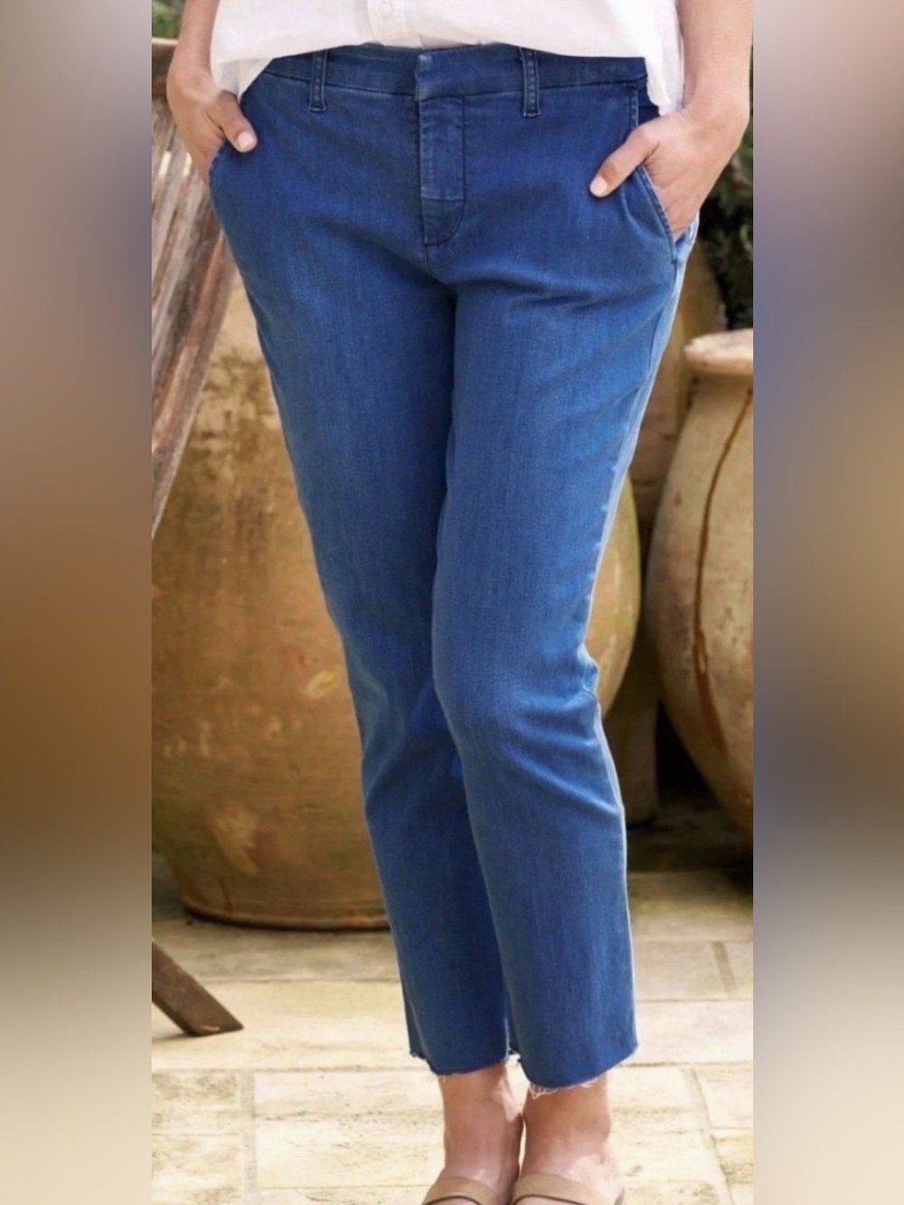 Frank & Eileen Wicklow Italian Denim Crop Chino Pants Size 12 $298